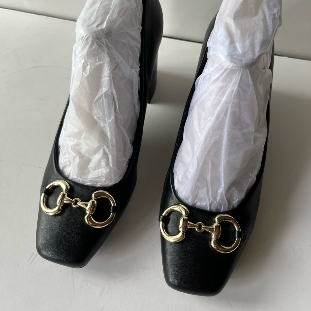 New Size 9 Anne Klein Horsebit Heel Larkin Pump Classic Leather Gold